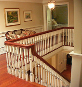 Staircase Picutures - Painted wood stair with oak treads and Oak handrail