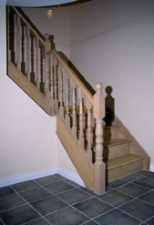 Staircase Pictures - Picture of a double Housed stair stringer in a pickled oak finsh