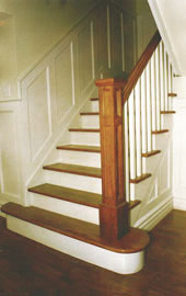 Staircase Picture - Picture of painted wood stair with oak treads and Oak handrail with box newel post